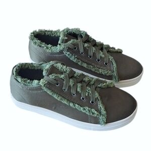 Cape Robbin Olive Green Satin Sneakers with Fringe Indie Sleeze Hipster Elf 7